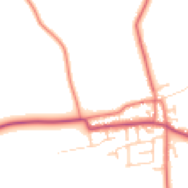 Daytime road noise heatmap for PR4 3GQ