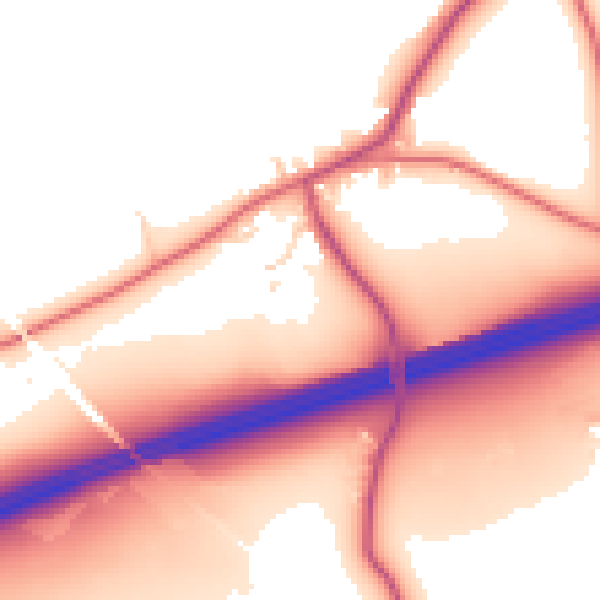 Daytime road noise heatmap for PR4 3GY