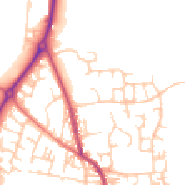 Daytime road noise heatmap for PR4 3HB