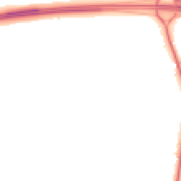 Night-time road noise heatmap for PR4 3HQ