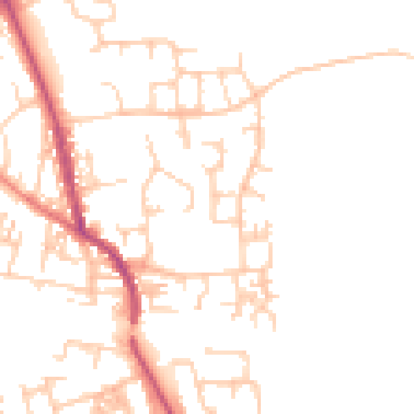 Daytime road noise heatmap for PR4 3JE