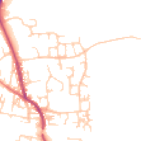 Daytime road noise heatmap for PR4 3JN
