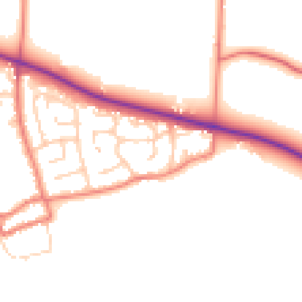 Daytime road noise heatmap for PR4 3TQ