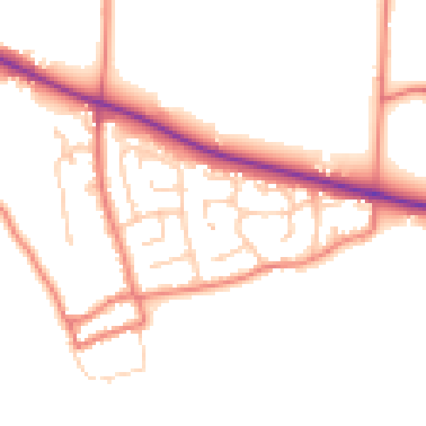 Daytime road noise heatmap for PR4 3TU