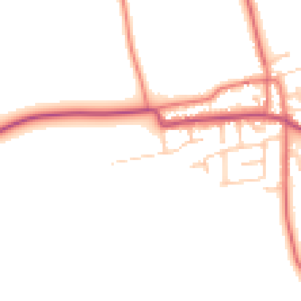 Daytime road noise heatmap for PR4 3UA
