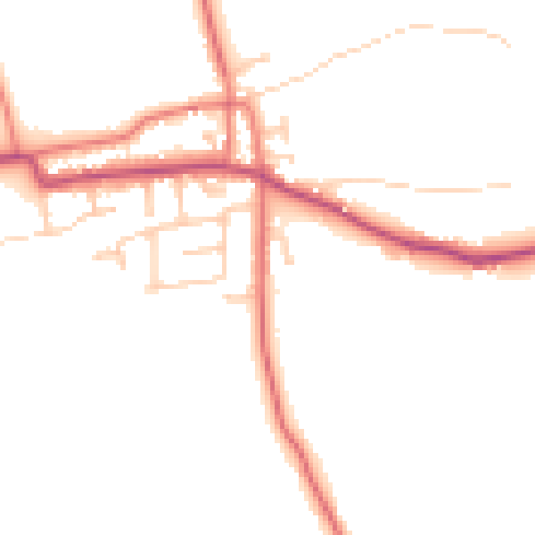 Daytime road noise heatmap for PR4 3UD