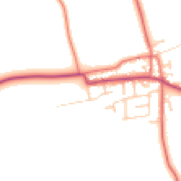Daytime road noise heatmap for PR4 3UJ