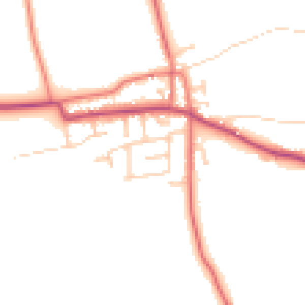 Daytime road noise heatmap for PR4 3UN