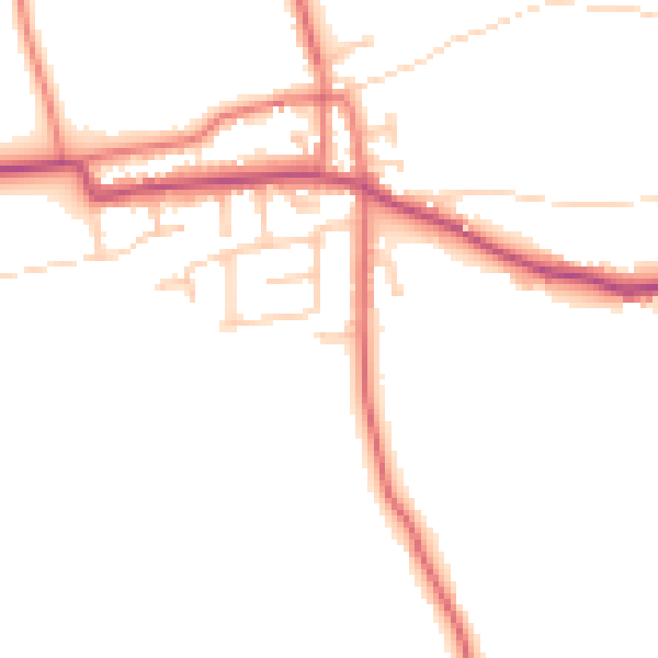 Daytime road noise heatmap for PR4 3UW