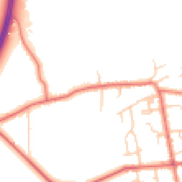 Daytime road noise heatmap for PR4 4AB