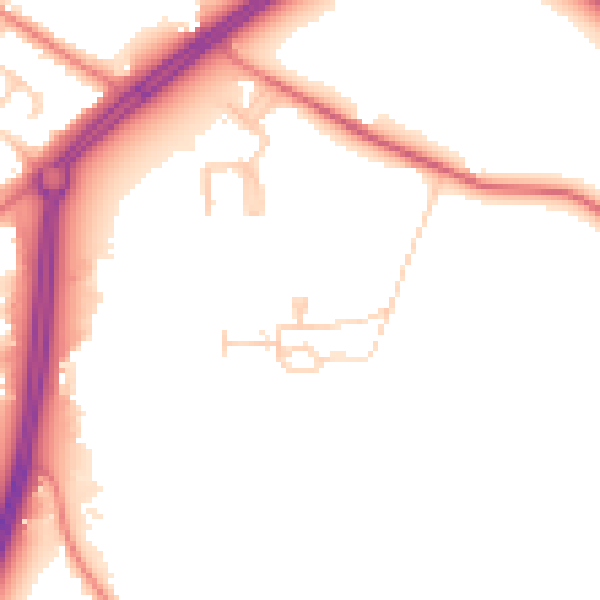 Daytime road noise heatmap for PR4 4BJ
