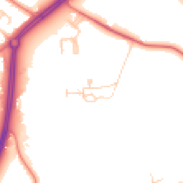 Daytime road noise heatmap for PR4 4BL