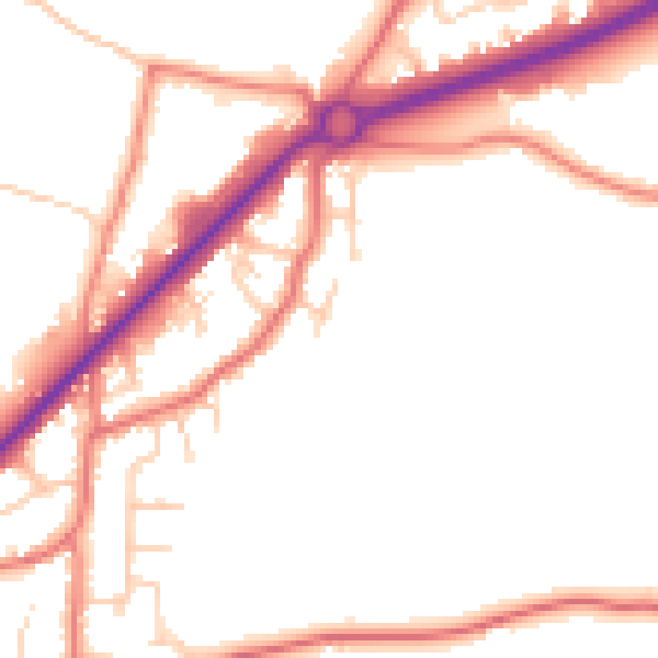 Daytime road noise heatmap for PR4 4GD