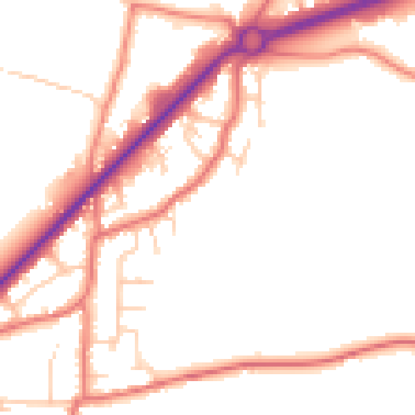 Daytime road noise heatmap for PR4 4GG