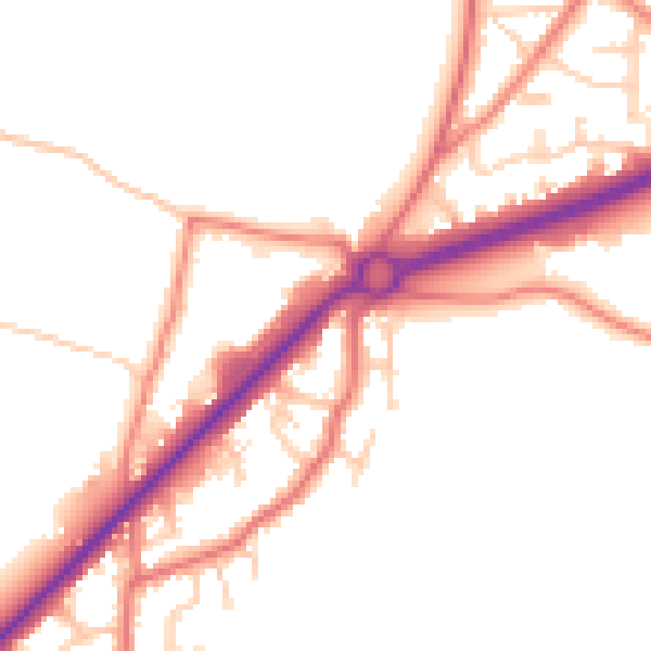 Daytime road noise heatmap for PR4 4HF