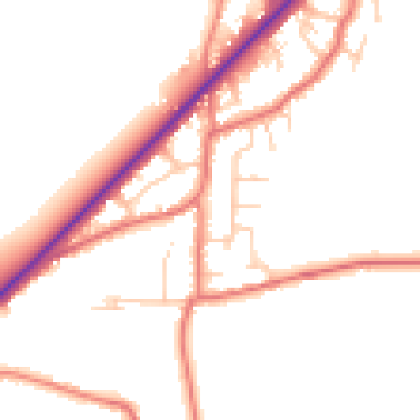 Daytime road noise heatmap for PR4 4HJ
