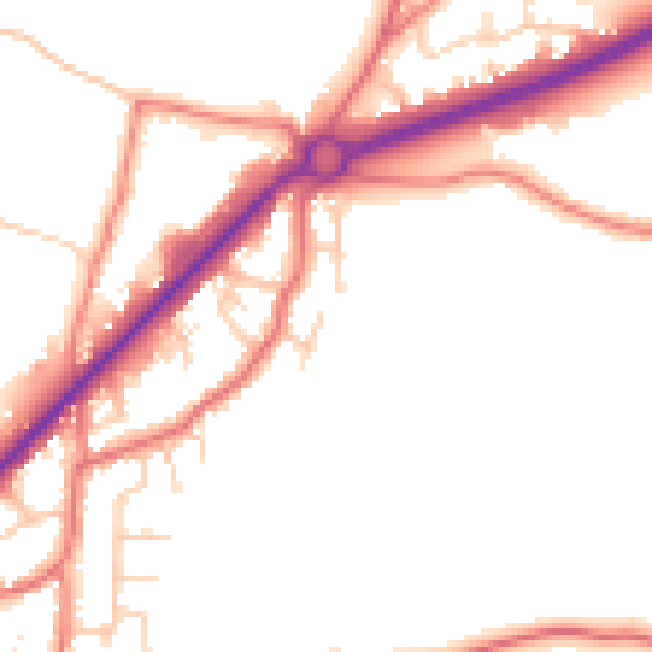 Daytime road noise heatmap for PR4 4QD