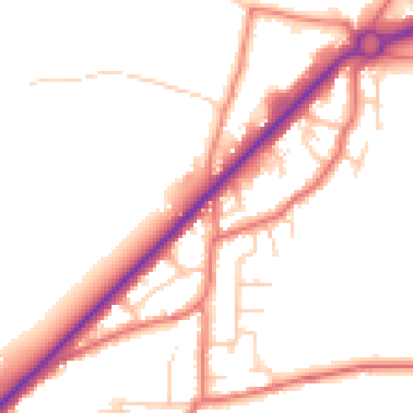 Daytime road noise heatmap for PR4 4RD
