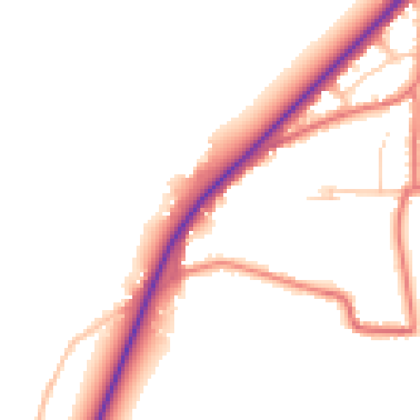 Daytime road noise heatmap for PR4 4RF