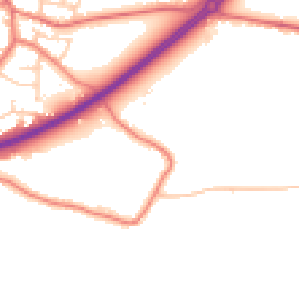 Daytime road noise heatmap for PR4 4SU