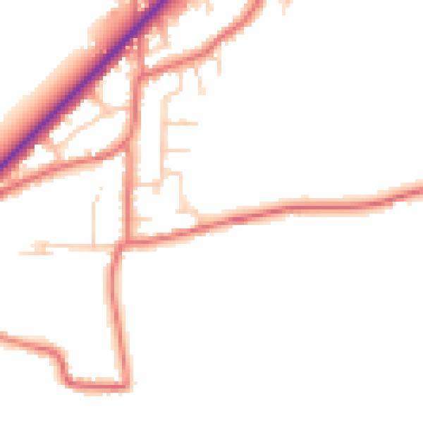 Daytime road noise heatmap for PR4 4TD
