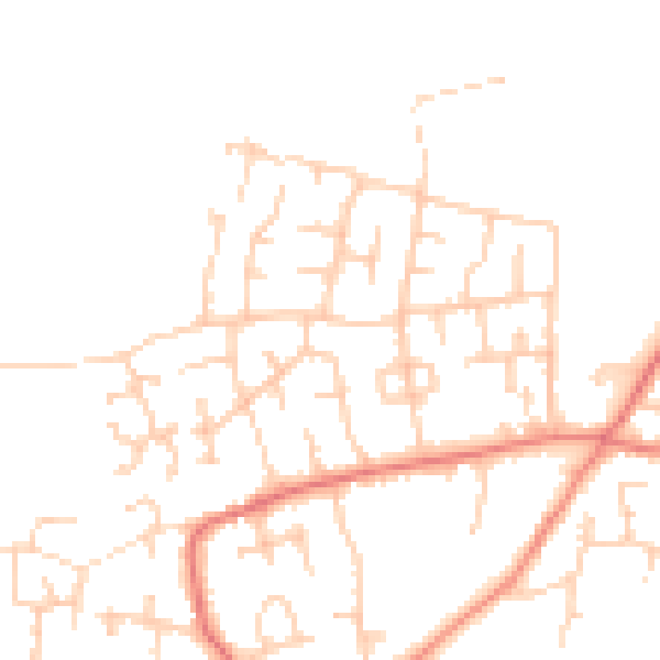 Daytime road noise heatmap for PR4 5BD