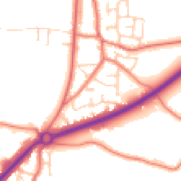 Daytime road noise heatmap for PR4 5HX