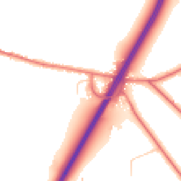 Daytime road noise heatmap for PR4 5NR