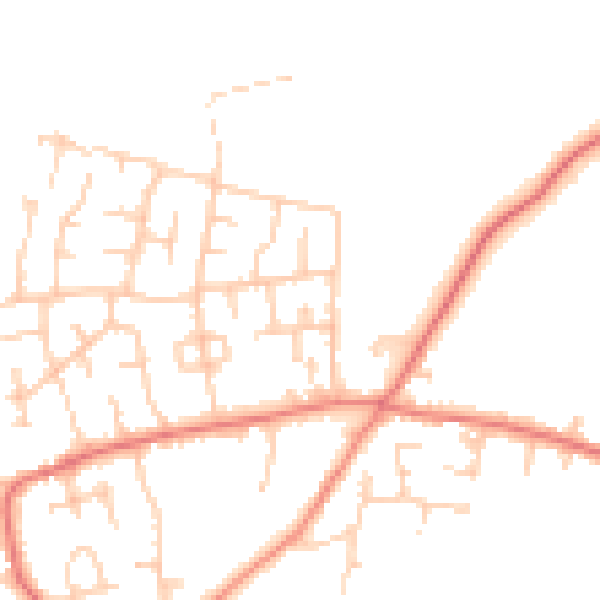 Daytime road noise heatmap for PR4 5PJ
