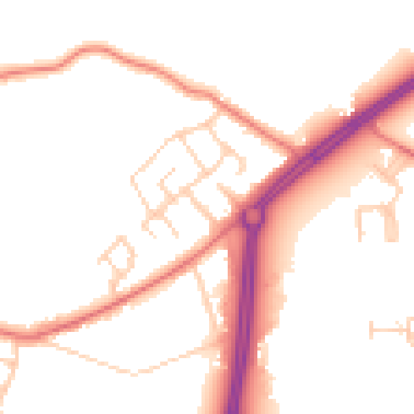 Daytime road noise heatmap for PR4 5SQ