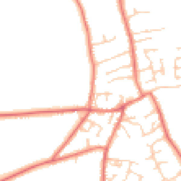 Daytime road noise heatmap for PR4 6DD