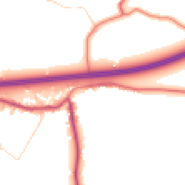 Daytime road noise heatmap for PR4 6JW