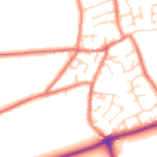 Daytime road noise heatmap for PR4 6TX