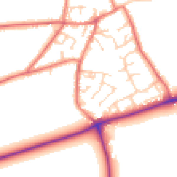 Daytime road noise heatmap for PR4 6WA