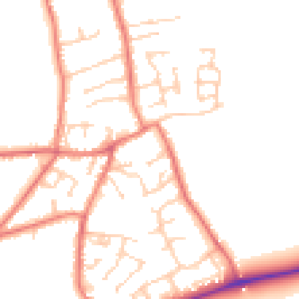 Daytime road noise heatmap for PR4 6WG