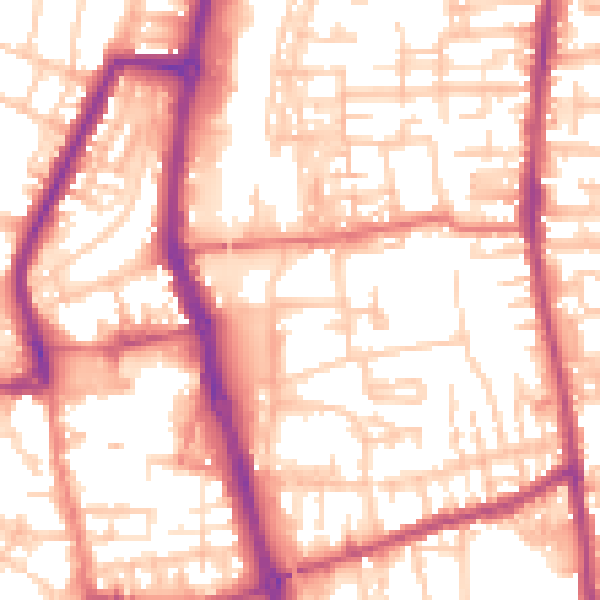 Daytime road noise heatmap for PR6 0AE