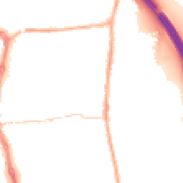 Night-time road noise heatmap for PR6 0AY