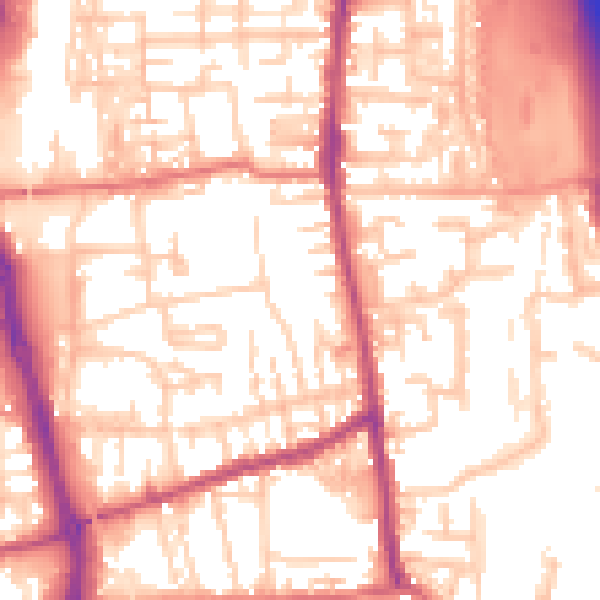 Daytime road noise heatmap for PR6 0BB