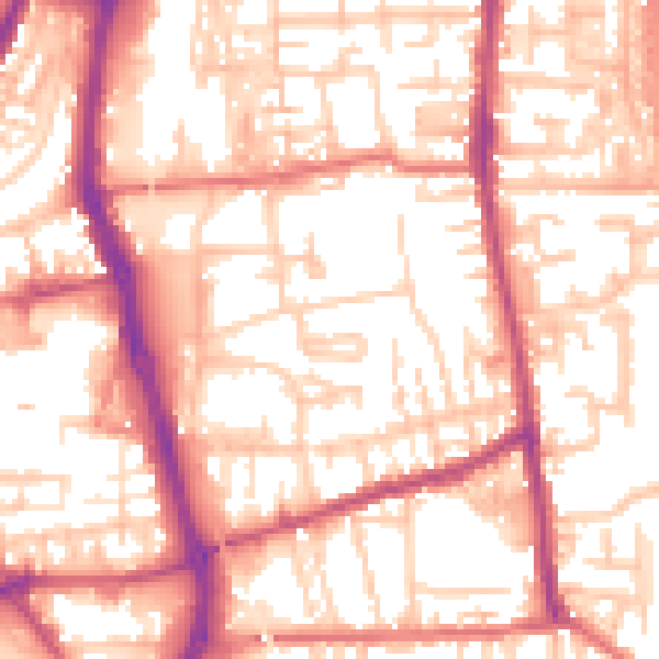 Daytime road noise heatmap for PR6 0BD