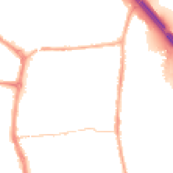 Night-time road noise heatmap for PR6 0DL