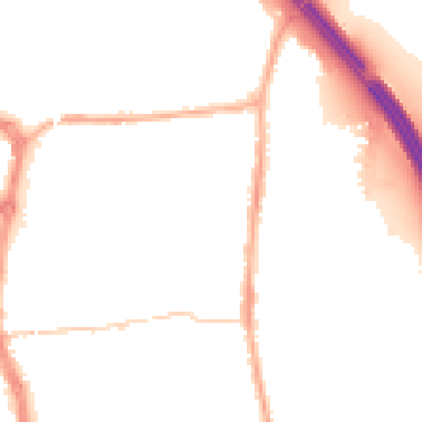 Night-time road noise heatmap for PR6 0DP