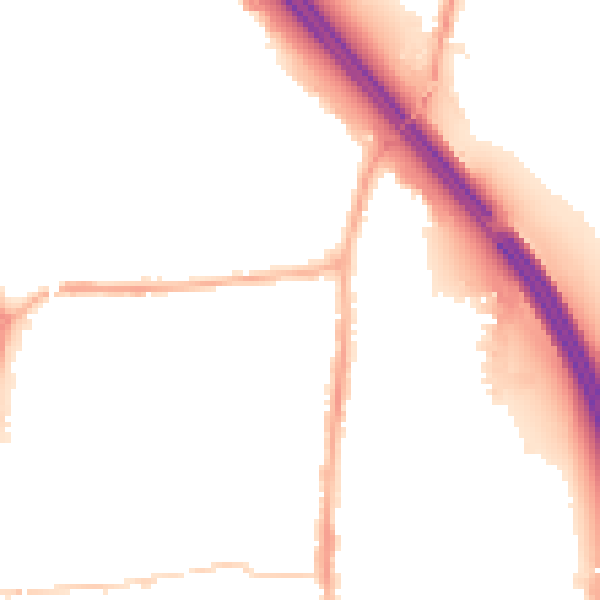 Night-time road noise heatmap for PR6 0HY