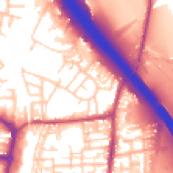 Daytime road noise heatmap for PR6 0JQ