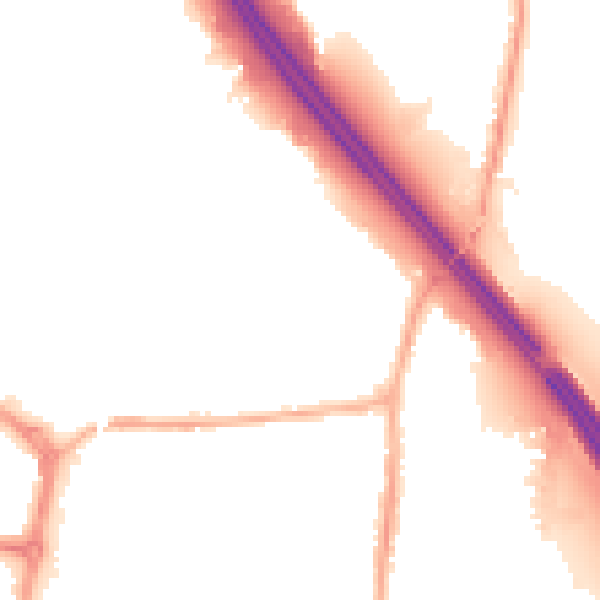 Night-time road noise heatmap for PR6 0JQ