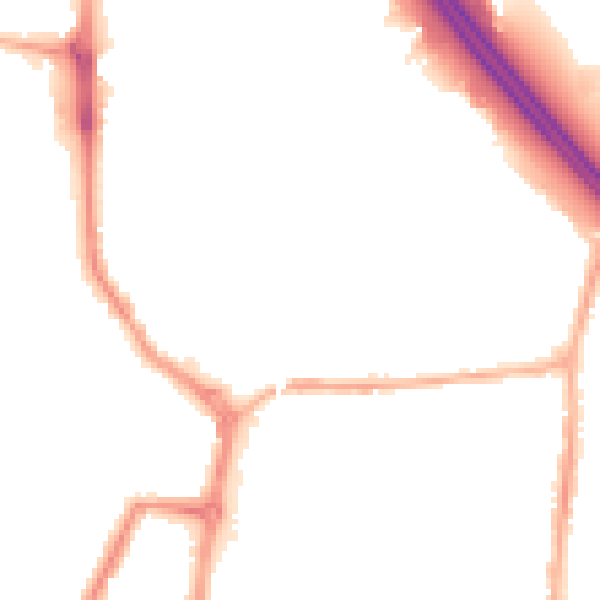 Night-time road noise heatmap for PR6 7AF