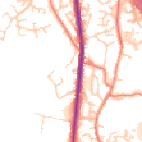 Daytime road noise heatmap for PR6 7AT