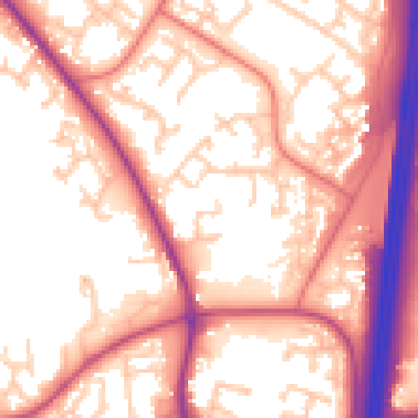 Daytime road noise heatmap for PR6 7DF