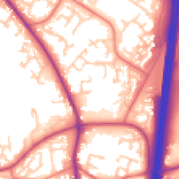 Daytime road noise heatmap for PR6 7DW