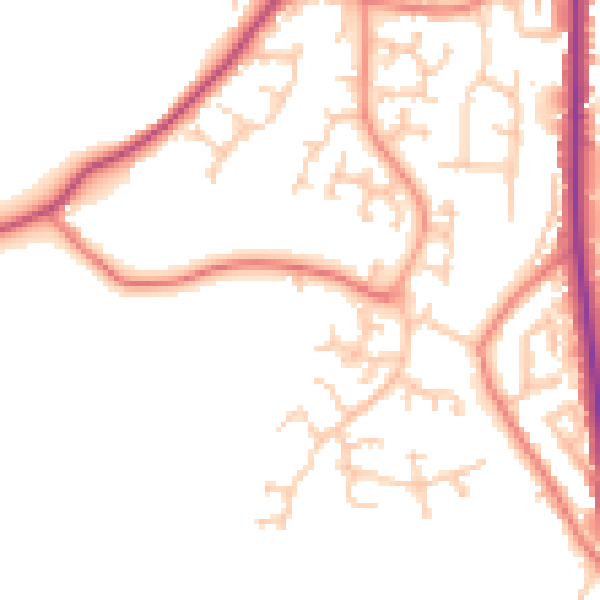 Daytime road noise heatmap for PR6 7EF