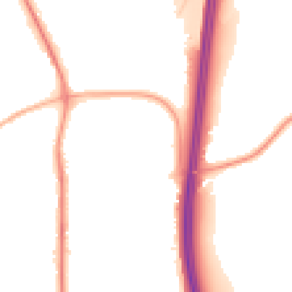 Night-time road noise heatmap for PR6 7FJ